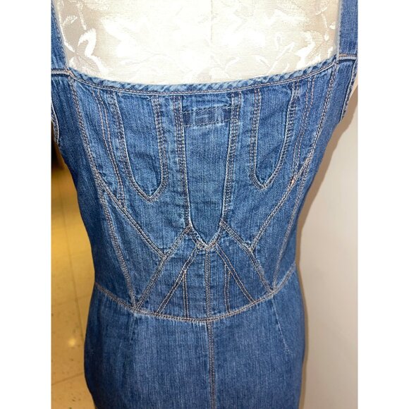 Lauren Jeans Co Vintage Womens Dress Size 4 Blue Corset Front Denim Pure Cotton - Picture 11 of 13